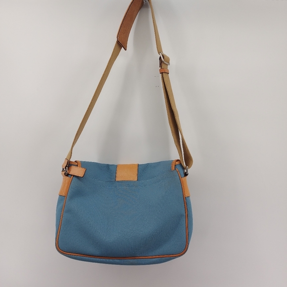 Coach blue and tan leather Trim messenger crossbody bag serial 6411 - Picture 2 of 13